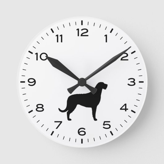 Irish Wolfhound Dog Breed Silhouette Runde Wanduhr (Vorderseite)