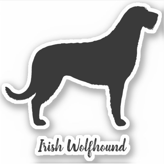 Irish Wolfhound Dog Breed Silhouette Vinyl Sticker (Vorderseite)