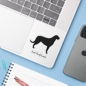 Irish Wolfhound Dog Breed Silhouette Vinyl Sticker (Laptop mit iPhone)