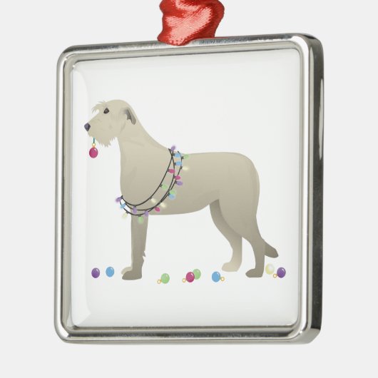 Irish Wolfhound Dog Breed Silhouette Weihnachten Ornament Aus Metall (Links)