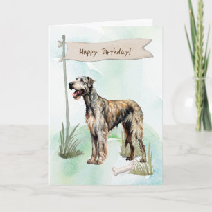 Irish Wolfhound Dog Breed Under Birthday Sign Karte