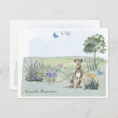 Irish Wolfhound Dog Butterfly Monogramm und Name Mitteilungskarte (Vorne/Hinten)