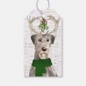 Irish Wolfhound Dog in Antlers Weihnachten Geschenkanhänger (Vorderseite)
