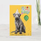 Irish Wolfhound Dog Party Hat Yellow Birthday Karte (Vorderseite)