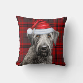 Irish Wolfhound Dog Red Plaid Christmas Holiday Kissen