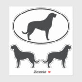 Irish Wolfhound Dog Silhouetten Vinyl Sticker Set (Blatt)