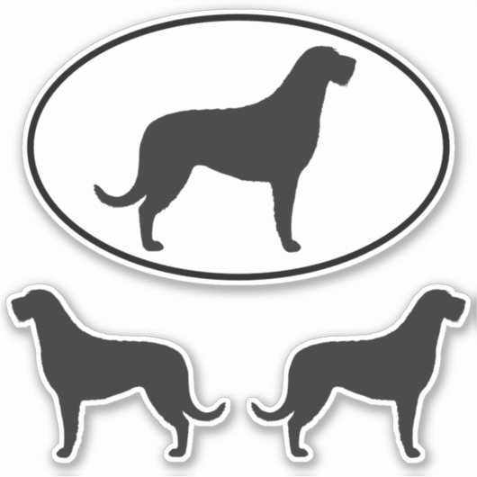 Irish Wolfhound Dog Silhouetten Vinyl Sticker Set (Vorderseite)
