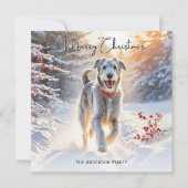 Irish Wolfhound Dog Walking Snow Frohe Weihnachten (Vorderseite)
