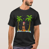 Irish Wolfhound Dog Weihnachtsmannmütze Palm Tree  T-Shirt (Vorderseite)