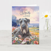 Irish Wolfhound Dog with Wildflowers Pet Sympathy