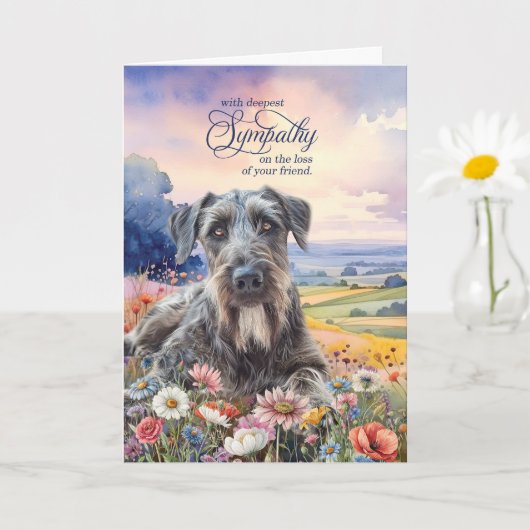Irish Wolfhound Dog with Wildflowers Pet Sympathy Karte (Kleine Pflanze)