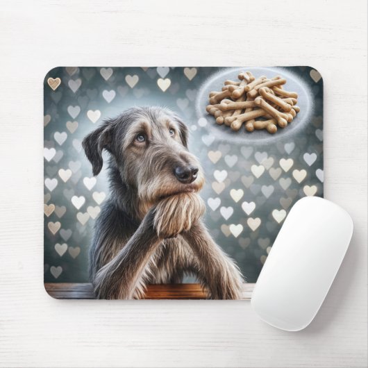Irish Wolfhound Dreaming of Bones Mousepad (Mit Mouse)