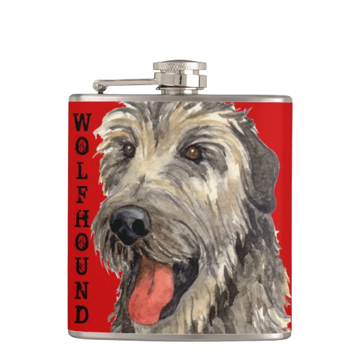 Irish Wolfhound Farbblock Flachmann (Vorderseite)