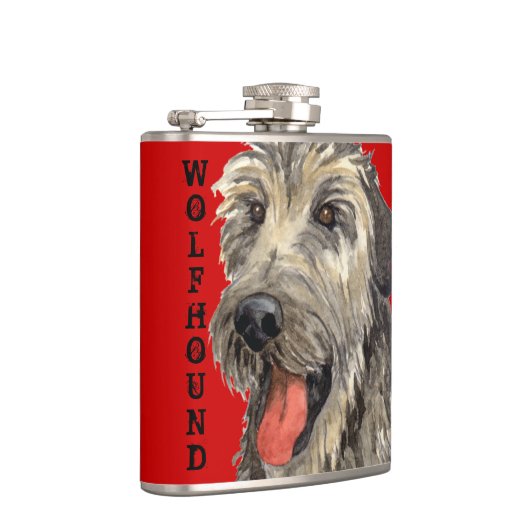 Irish Wolfhound Farbblock Flachmann (Rechts)