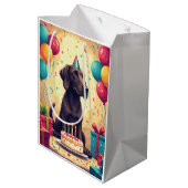 Irish Wolfhound Geburtstagsfeier Mittlere Geschenktüte (Rückseite Schrägansicht)