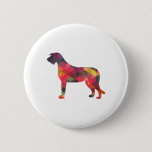 Irish Wolfhound Geometric Pattern Silhouette Multi Button