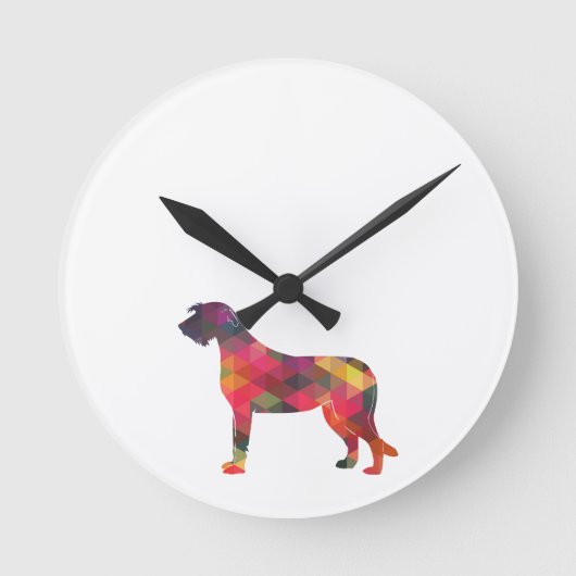 Irish Wolfhound Geometric Pattern Silhouette Multi Runde Wanduhr (Vorderseite)