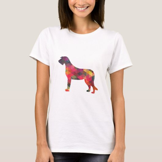 Irish Wolfhound Geometric Pattern Silhouette Multi T-Shirt (Vorderseite)