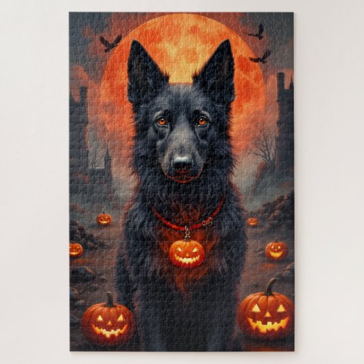 Irish Wolfhound Gothic Halloween-Porträtkunst Puzzle (Vertikal)