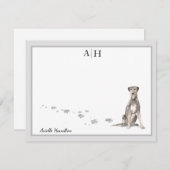 Irish Wolfhound Gray Border Monogram Your Name Mitteilungskarte (Vorne/Hinten)