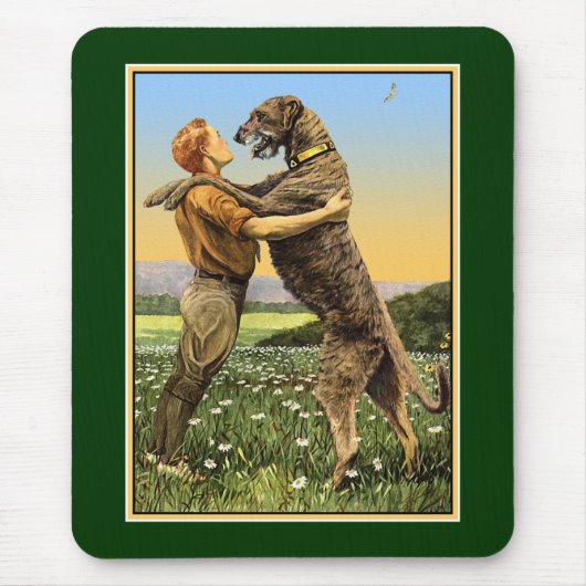 "Irish Wolfhound Greeting" Mousepad (Vorne)