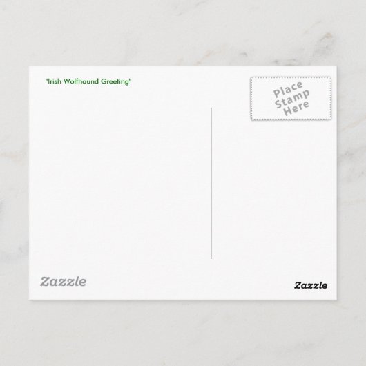 "Irish Wolfhound Greeting" Postkarte (Rückseite)