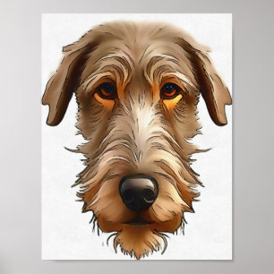 Irish Wolfhound-Haustierporträt Schwarze Umrisskun Poster