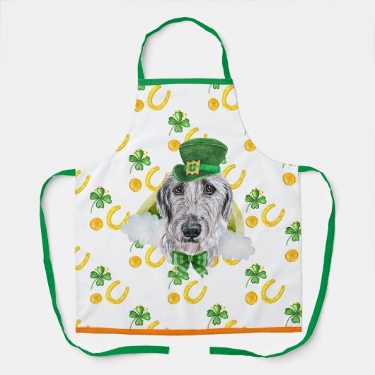 Irish Wolfhound Holiday Decor St Patrick's Day Dog Schürze (Vorderseite)