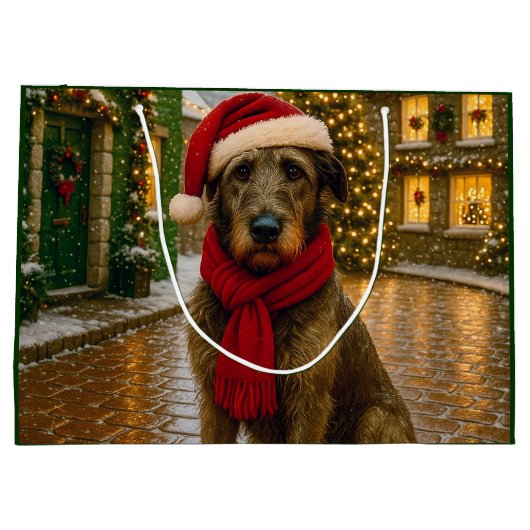 Irish Wolfhound Holiday  Große Geschenktüte (Rückseite)