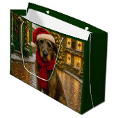 Irish Wolfhound Holiday  Große Geschenktüte (Vorderseite Schrägansicht)