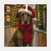 Irish Wolfhound Holiday  Ornament Aus Glas (Rückseite)