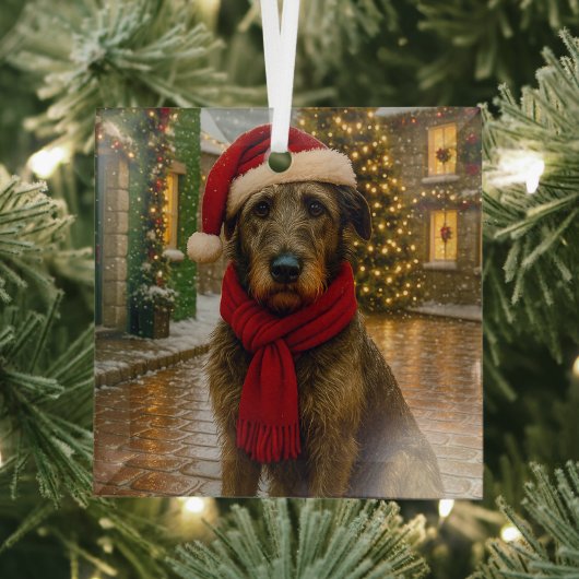 Irish Wolfhound Holiday  Ornament Aus Glas (Insitu)