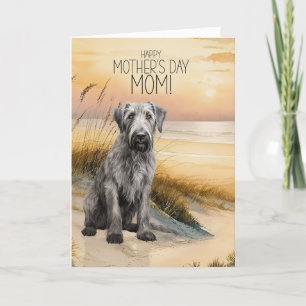 Irish Wolfhound Hund Sonnenuntergang Strand Mutter Feiertagskarte