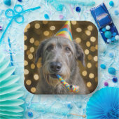 Irish Wolfhound-Hund zum Geburtstag mit Partyhut Pappteller (Party)