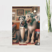 Irish Wolfhound Hunde in Retro Diner Karte (Vorderseite)