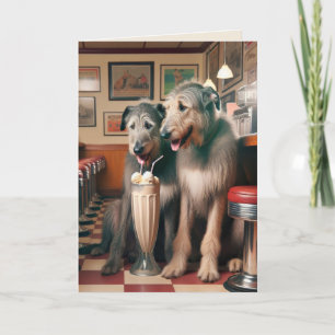 Irish Wolfhound Hunde in Retro Diner Karte