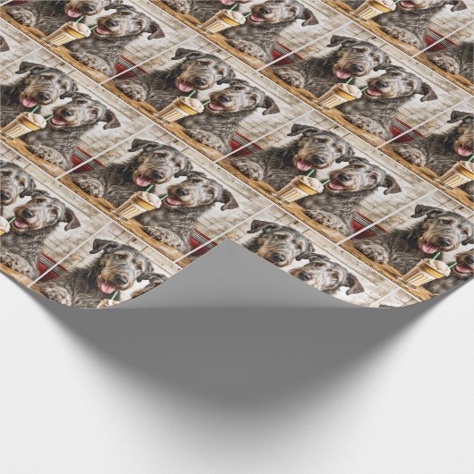 Irish Wolfhound Hunde mit einem Milchshake Geschenkpapier (Ecke)