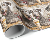 Irish Wolfhound Hunde mit einem Milchshake Geschenkpapier (Rolleneckpunkt)