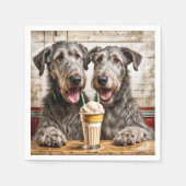 Irish Wolfhound Hunde mit einem Milchshake Serviette (Vorderseite)