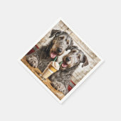 Irish Wolfhound Hunde mit einem Milchshake Serviette (Ecke)