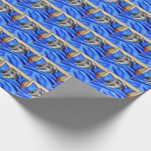 Irish Wolfhound in Bed Geschenkpapier (Ecke)