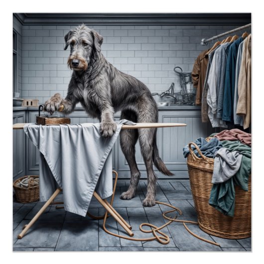 Irish Wolfhound Ironing Clothes Poster (Vorderseite)