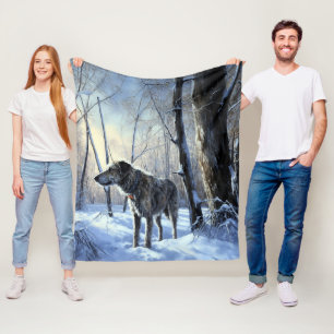 Irish Wolfhound Lass es schneigen Weihnachten Fleecedecke