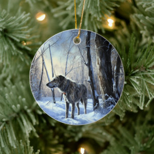 Irish Wolfhound Let It Snow Weihnachten Keramik Ornament