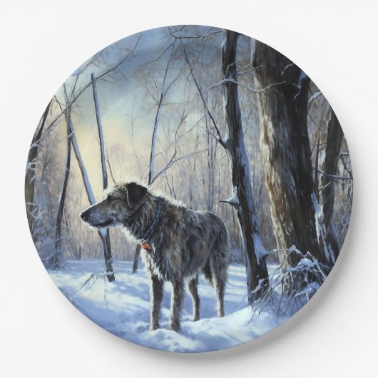 Irish Wolfhound Let It Snow Weihnachten Pappteller (Vorderseite)