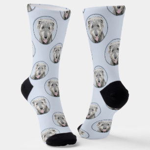 Irish Wolfhound Malerei Grau Original Hunde Kunst Socken