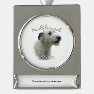 Irish Wolfhound Mama 2 Banner-Ornament Silber