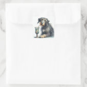 Irish Wolfhound mit Eiscreme-Soda Quadratischer Aufkleber (Tasche)