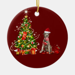 Irish Wolfhound mit Hat Scaft Weihnachten Keramik Ornament
