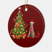Irish Wolfhound mit Hat Scaft Weihnachten Keramik Ornament (Links)